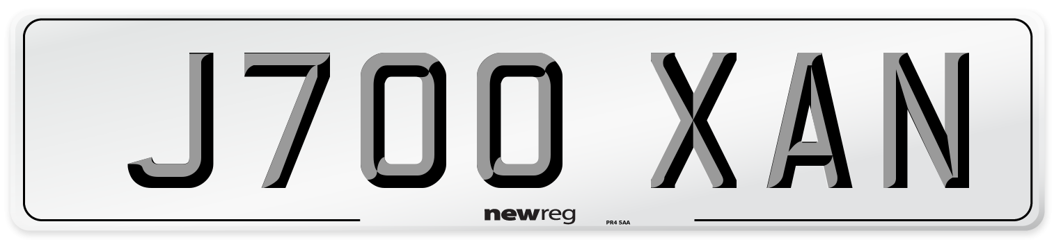 J700 XAN Number Plate from New Reg